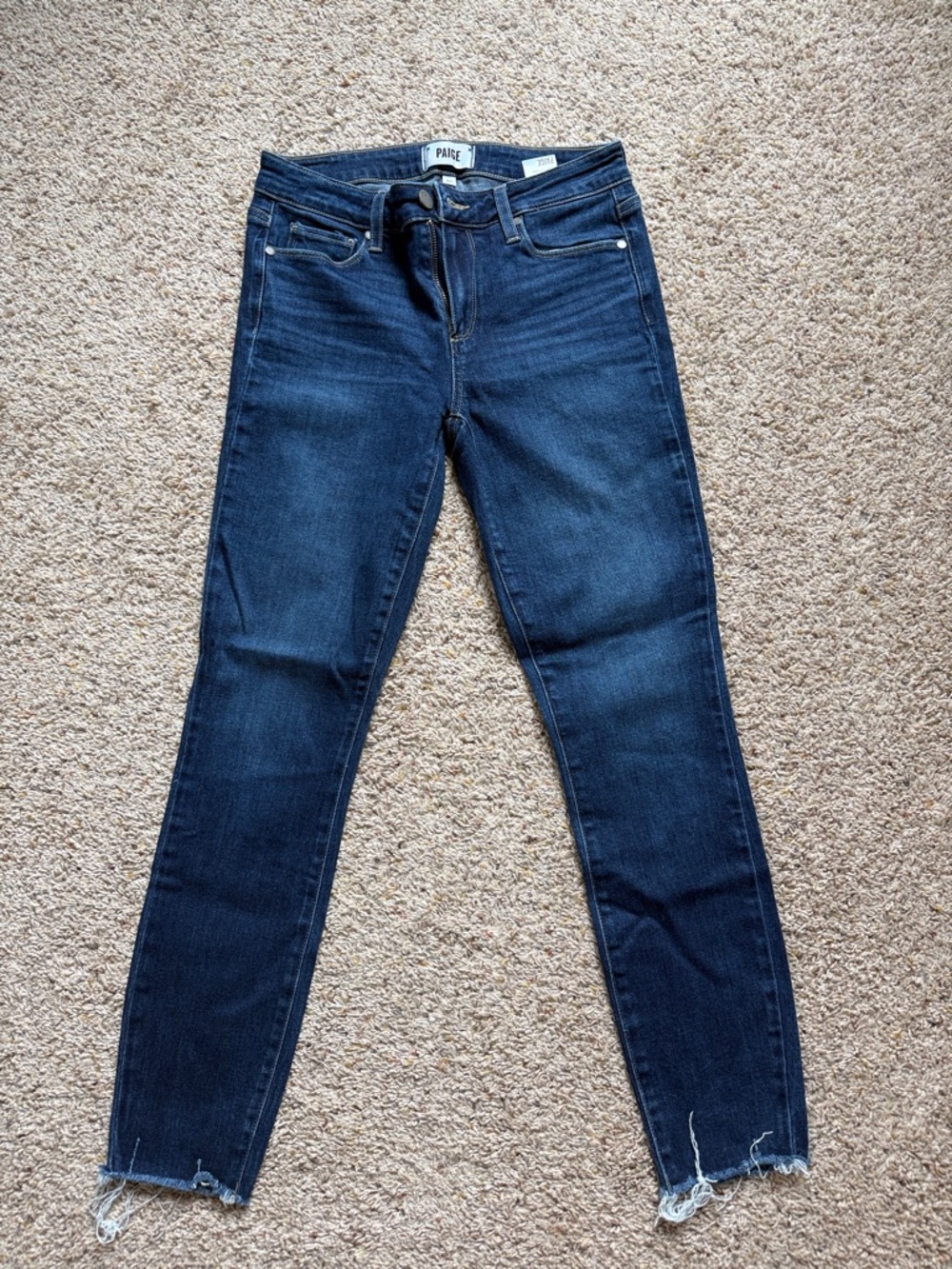 PAIGE Indigo Skinny Jeans with Frayed Hem
